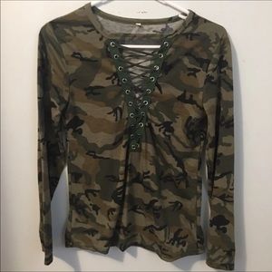 Camo lace up top